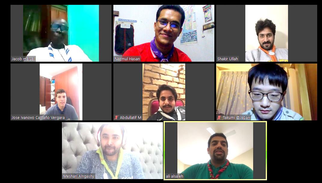 Discussions about Corona virus with foreign scout friends.