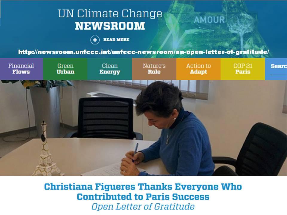 EXECUTİVE SECRETARY OF THE UN FRAMEWORK CONVENTİON ON CLİMATE CHANGE (UNFCCC) THANKS TO ALL OF YOU