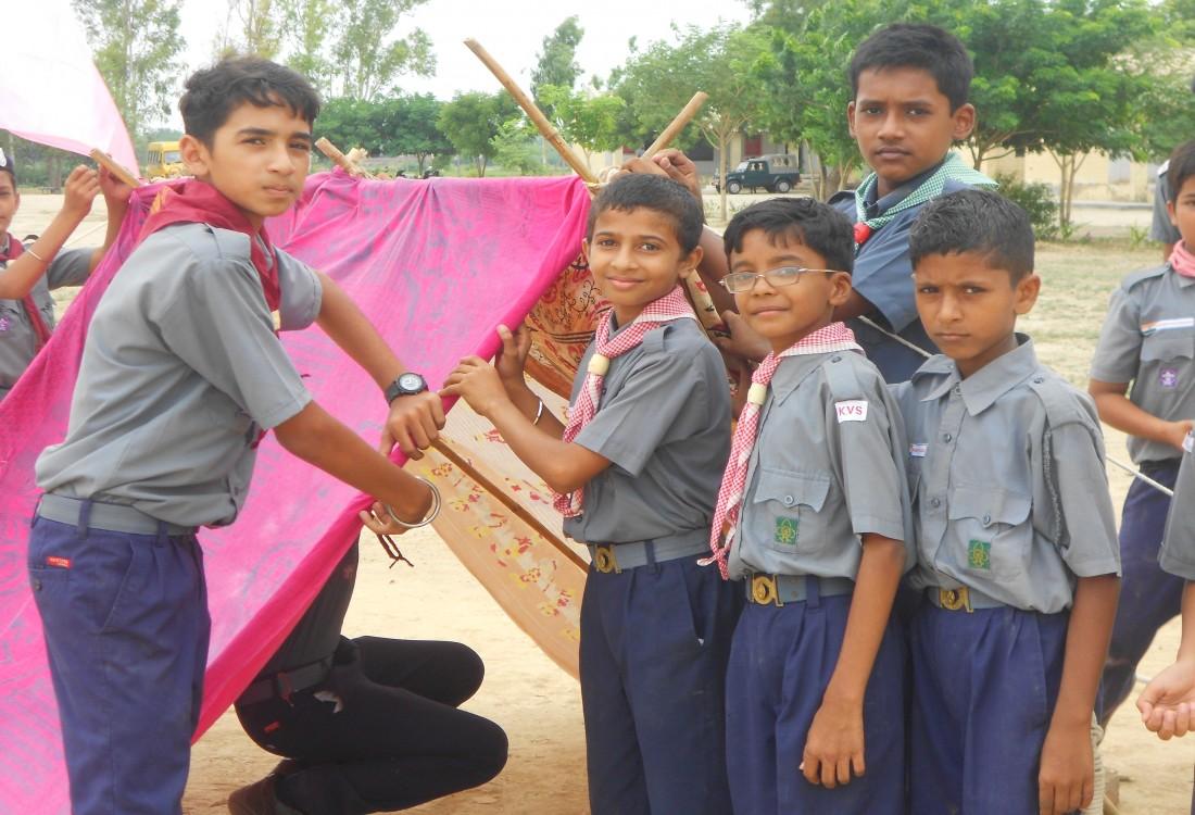 camping in open by Scouts & Guides of Kendriya Vidyalaya Fazilka organized by A K Gupta, Scout Master.