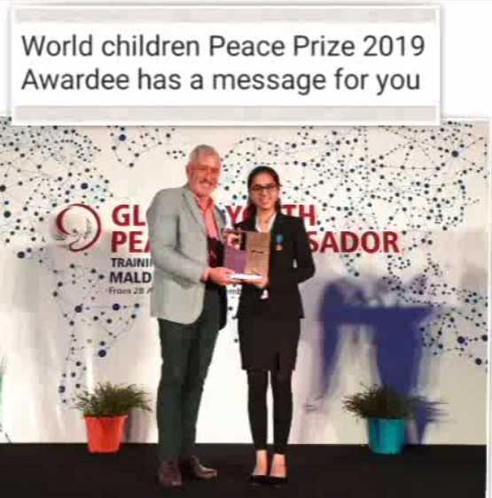 World Children Peace Prize 2019 Awardee's Message on Corona