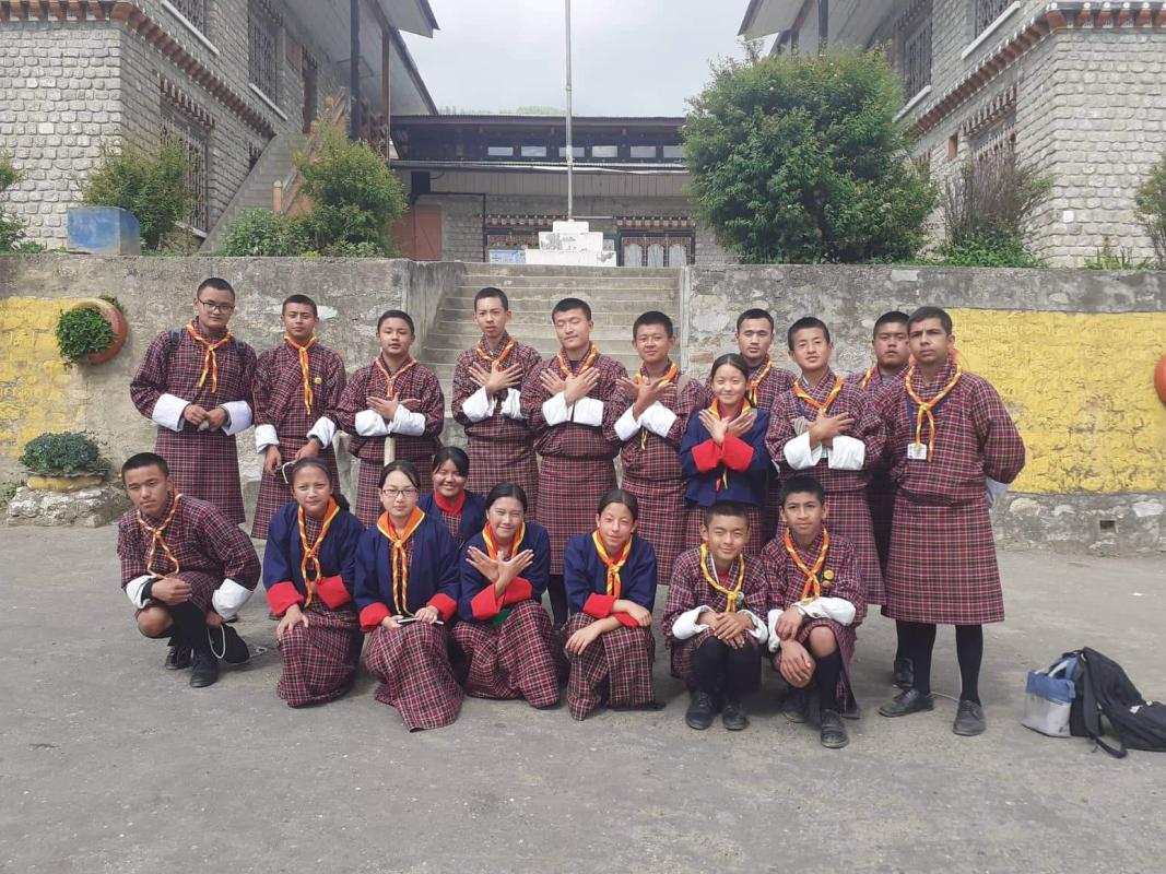 Scout of Motithang Higher secondary school preparing to go for text on May 18th 2019
