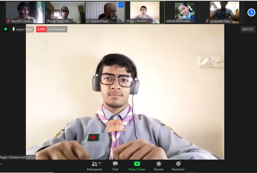 The first Online Intra Group Proficiency Badge Course of BIAM Model School and College Scout Group. 