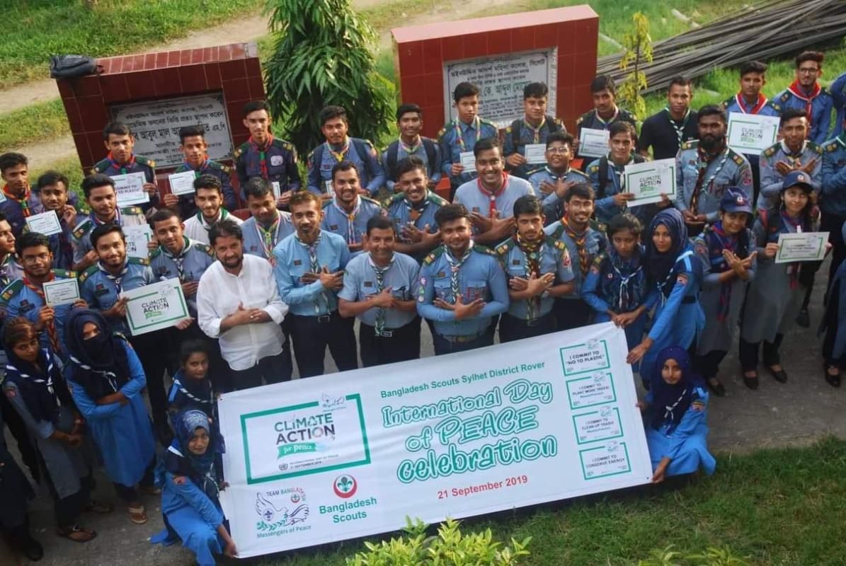 Bangladesh Scouts Sylhet District Rover.  International Day of PEACE celebration.  21 September 2019.