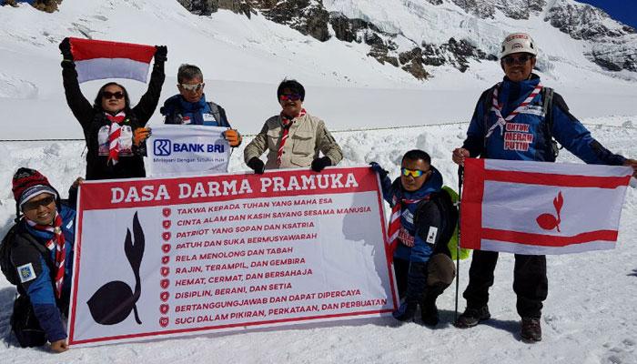 Setelah Kibarkan Merah Putih di Puncak Eiger dan Montets, Tim Pramuka Indonesia Menuju Mont Blanc, Prancis.