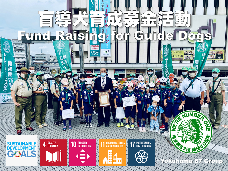Fund raising for guide dogs by Cubs and Scouts (Yokohama-87, Japan)