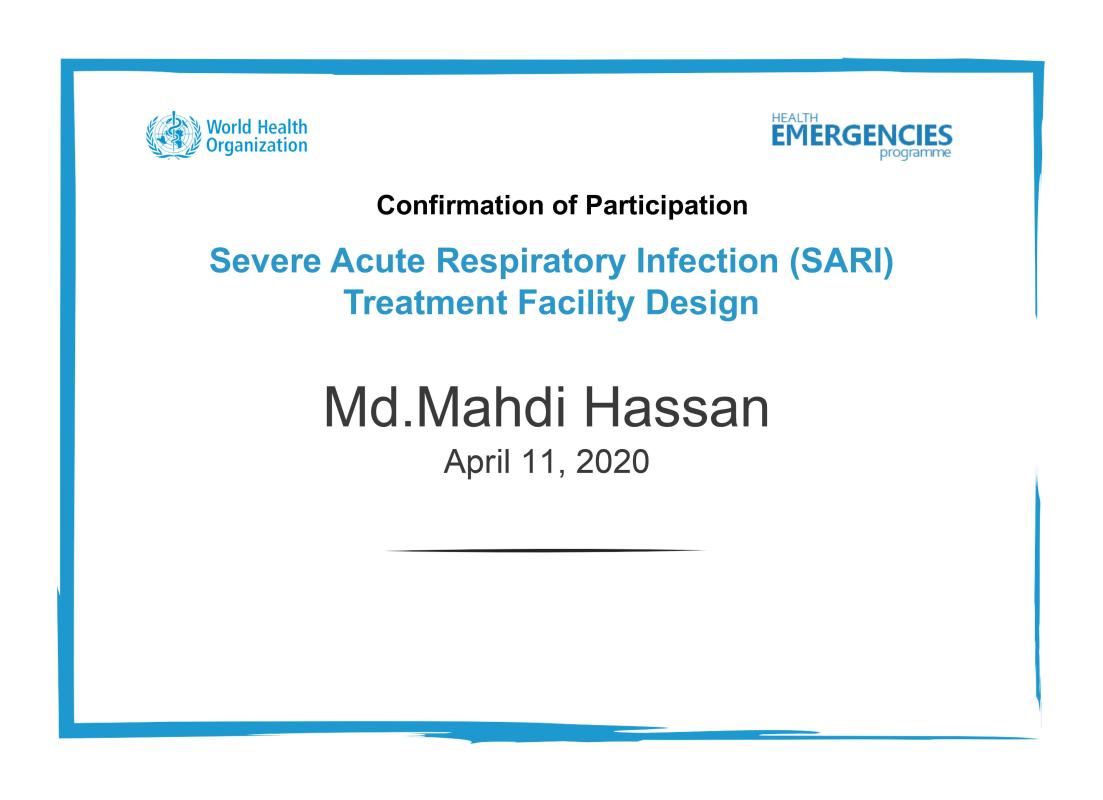 Severe Acute Respiratory Infection (SARI) Treatment Facility Design
Screening Areas