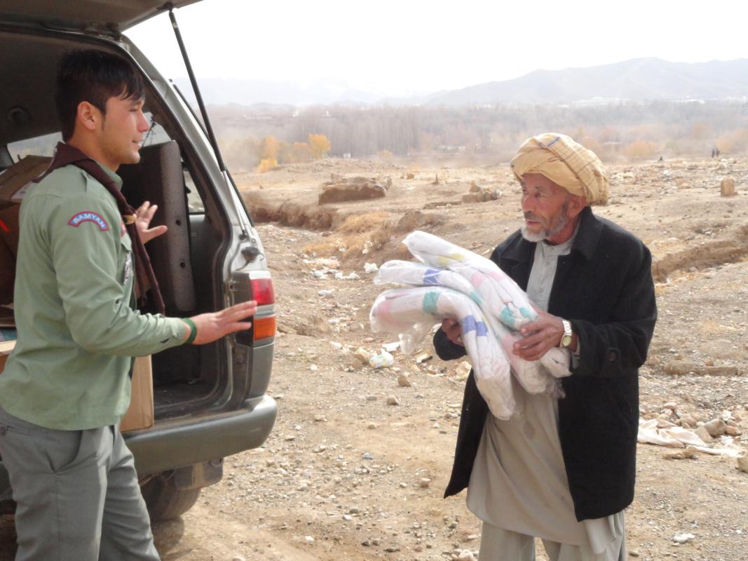 Afghan Scouts distribute blankets to underprivileged families and orphans
