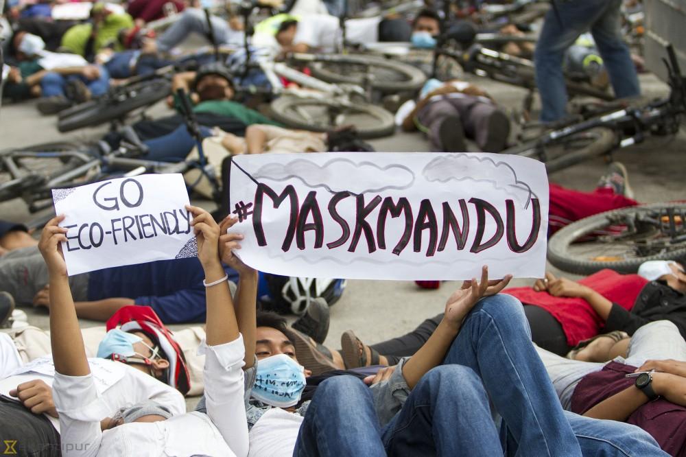 Encironment Day and Environment in Kathmandu...#Maskmandu (World Environment Day: Campaigners lay dead demanding right to clean air )