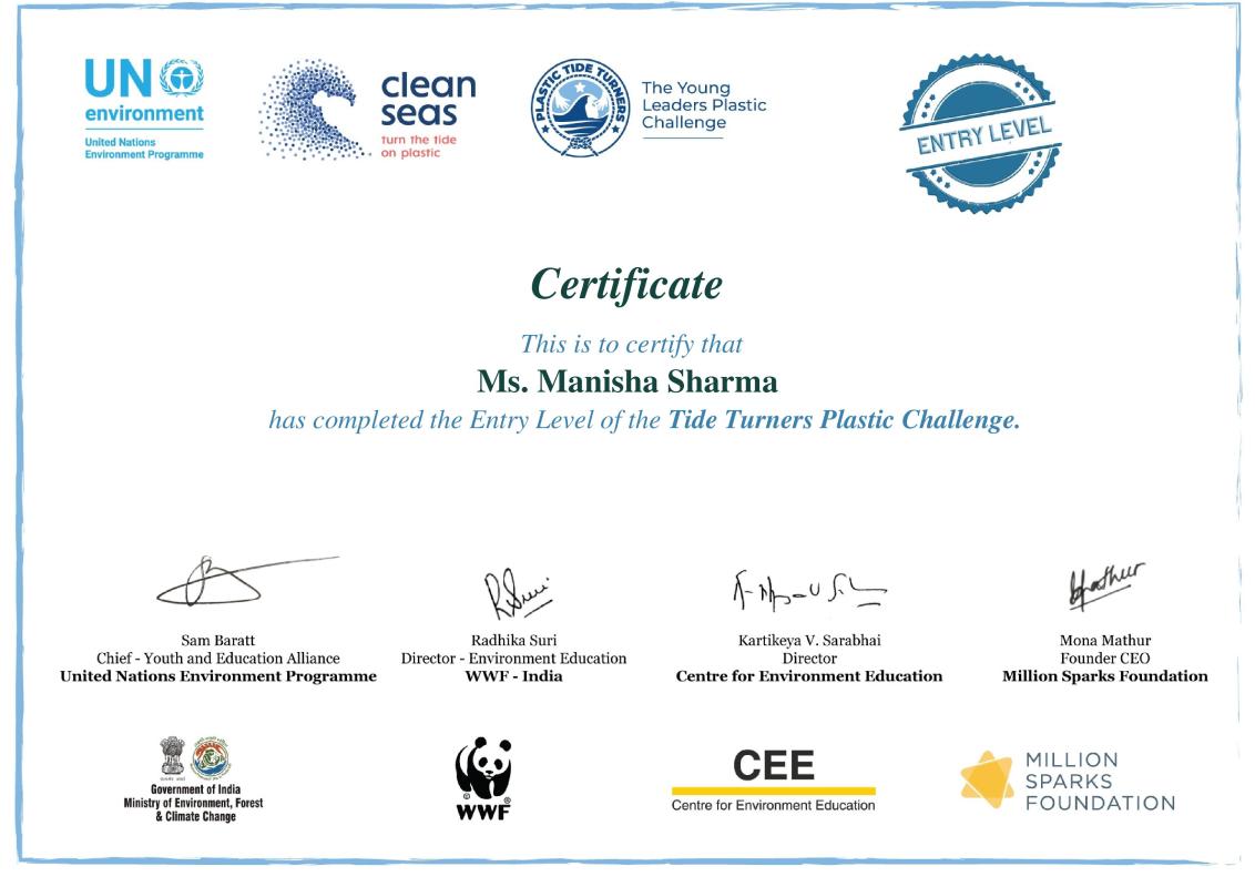 Sankalp Project [B.] (2.) Plastic tide turners challenge