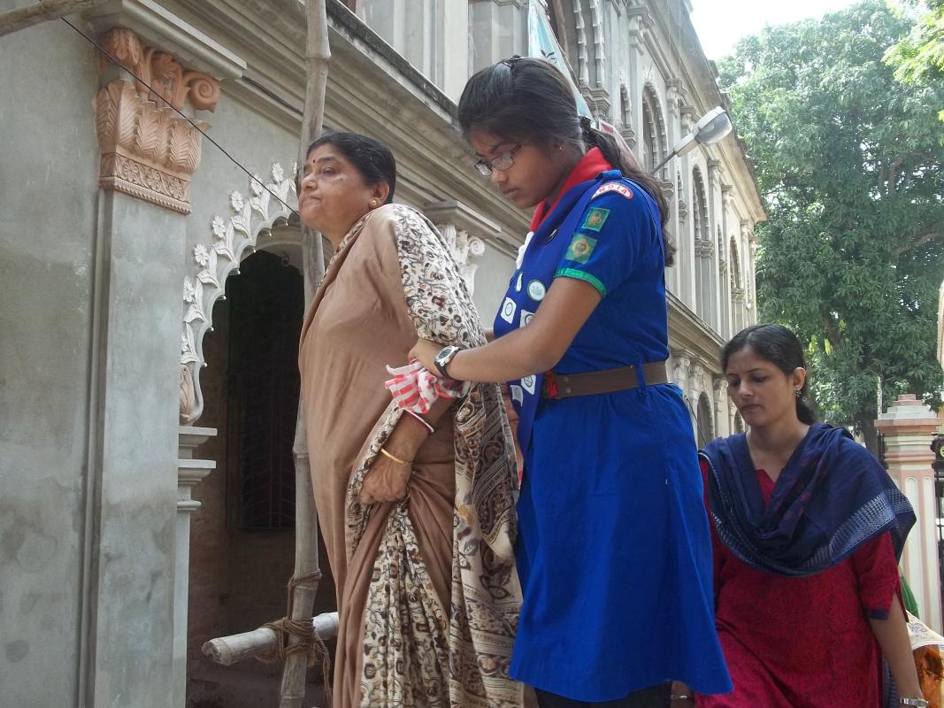 Community Service  During Durga puja In Sarbamangala Temple of Burdwan, West Bengal, India. 