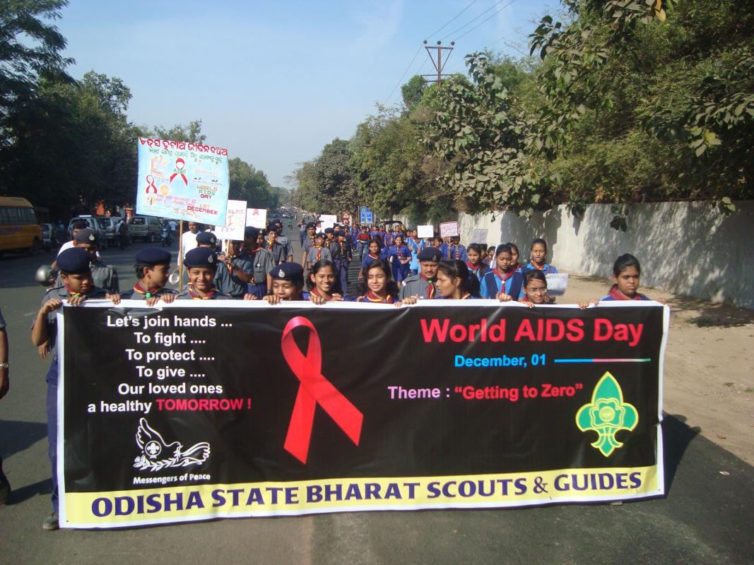 Observance of World AIDS Day 2014 by Odisha State Bharat Scouts & Guides