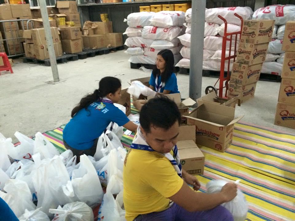 Re-packing of relief goods  