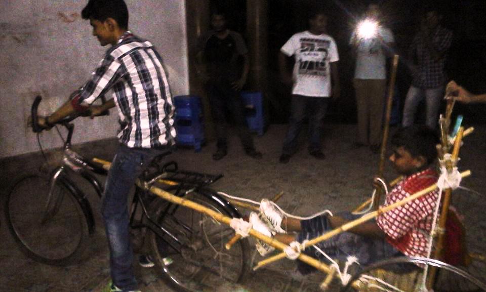 Riksha!! Improvised vehicle for carrying casualy