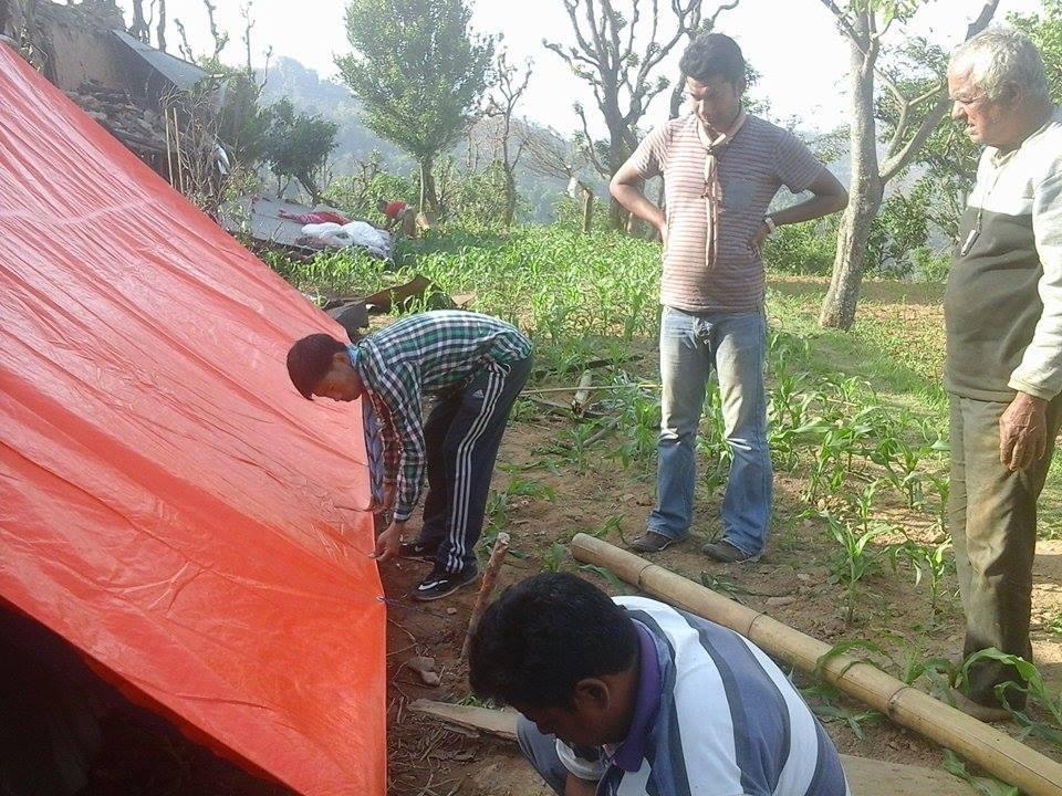 Earthquake relief material distribution, Rescue and demolition of damage house. 