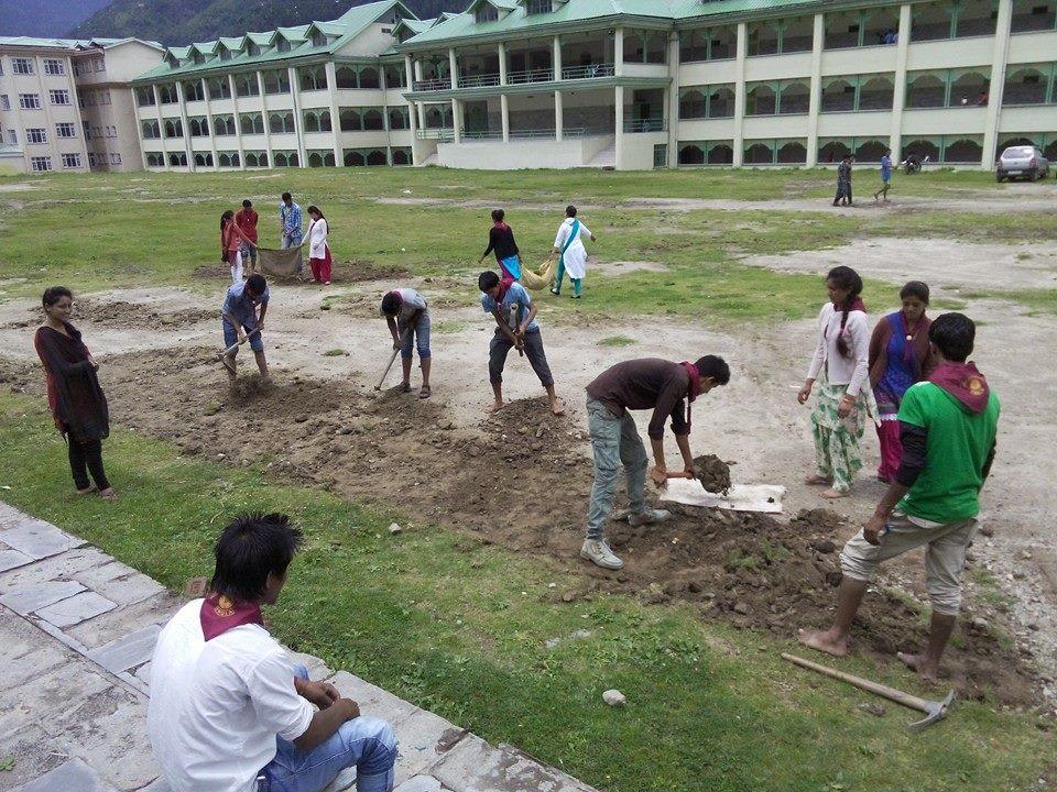 Making Volley Ball Ground of the College 