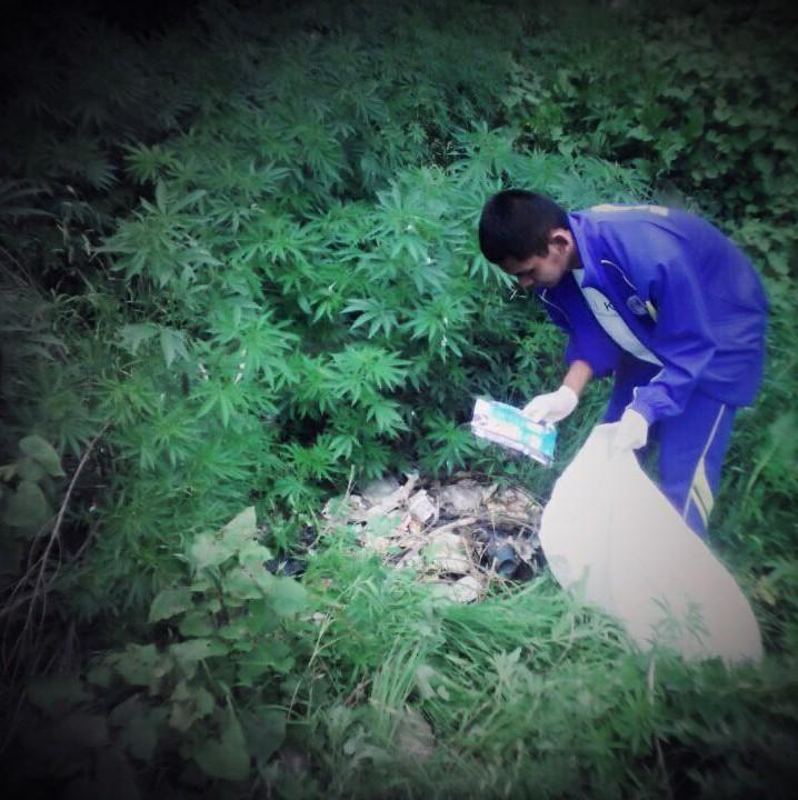 Young scouts taking LEADERSHIP and INITIATIVE to clean the filth of a Residential area.