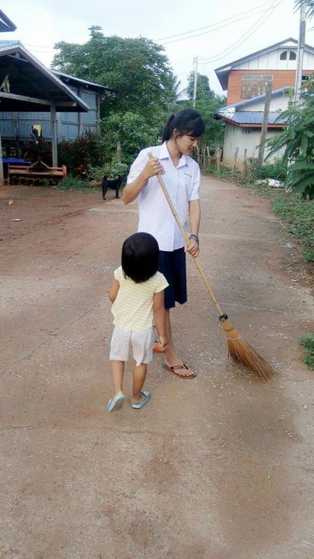 กวาดถนนบริเวณหน้าปากซอยจนถึงบริเวณท้ายซอย