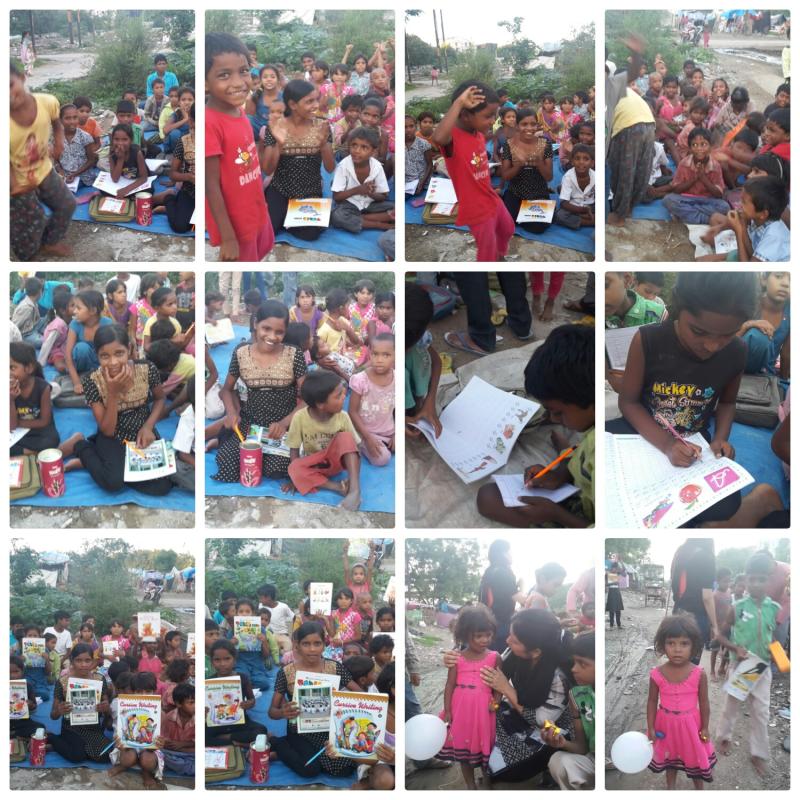 Mop rinku tomar to work in poor childs to teach, playing ,games and food 