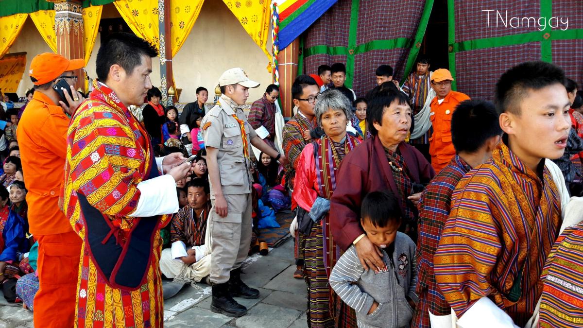 Crowd Control during Pemagatshel Tsechu