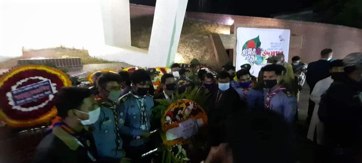 Tribute to the Immortal Memories of the Great Language Martyrs at the Central Shaheed Minar Altar in the early hours of February 21, 2021