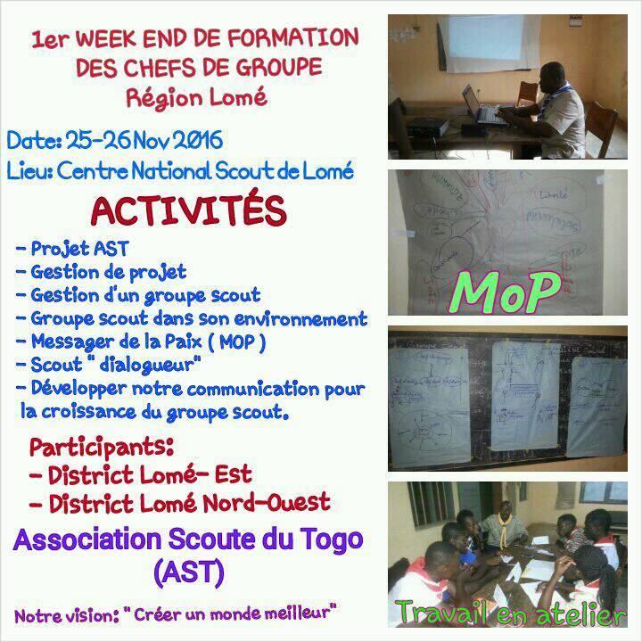 Seance d'echanges avec les chefs de groupes scouts de la Region Lomé