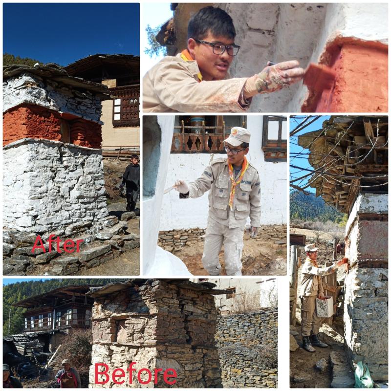 White washing 108 chortens 