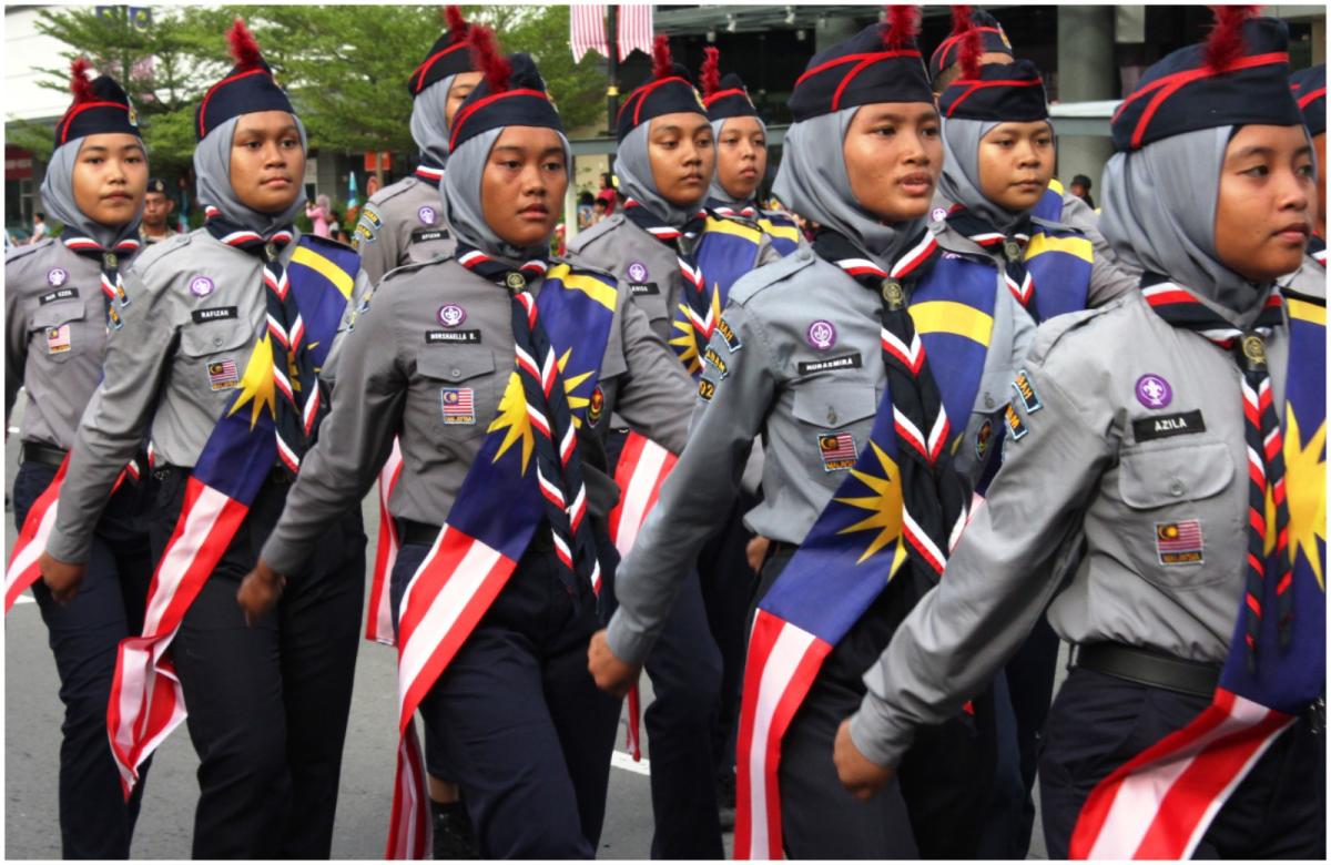 Pengakap Sabah di arena Istiadat Perbarisan Sempena Hari Kebangsaan Peringkat Negeri Sabah 31 Ogos 2019