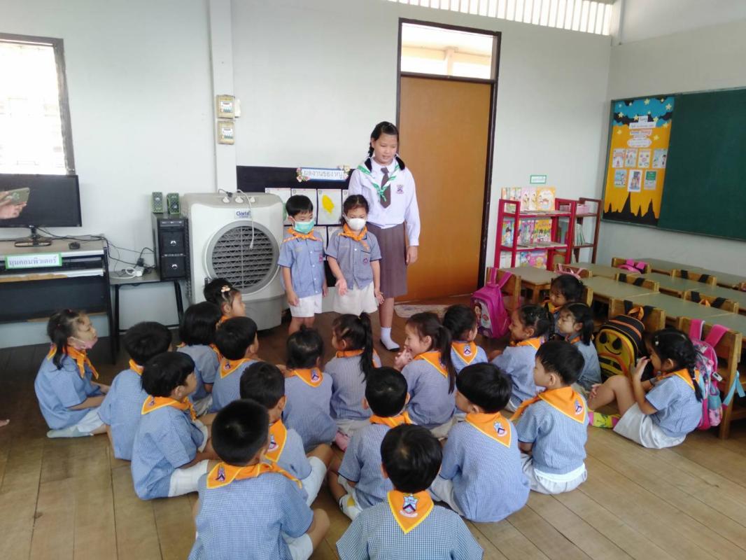 พี่สอนน้องใส่หน้ากากป้องกันฝุ่น