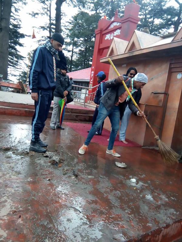cleaning the temple
