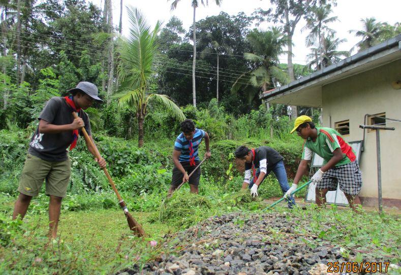 Cleaning the hospital premises-Akaragama, Sri Lanka