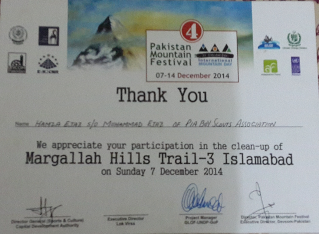 CLEAN UP OF MARGALLAH HILLS TRAIL-3 ISLAMABAD ON INTERNATIONAL MOUNTAIN DAY 2014