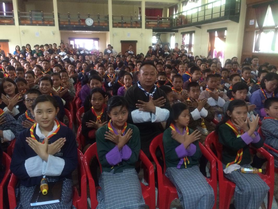 Bhutan Scouts: " Evolve! Wake up! and Work for Peace"
