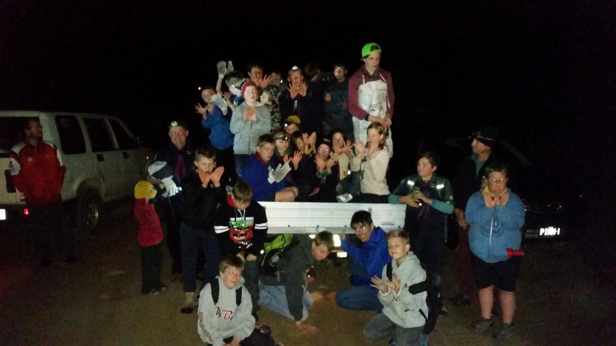 Scouts lead Cub Scouts up the Golden Path!   A Hike with a mission to Clean the Enviroment while walking.