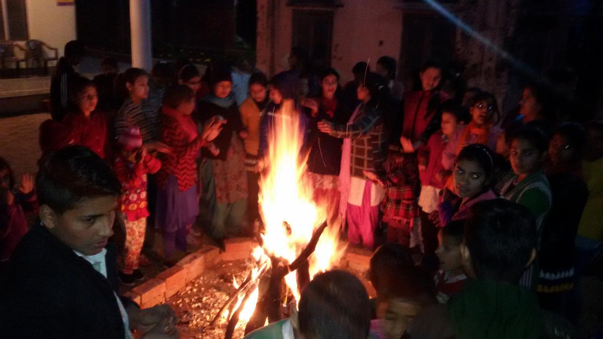 Lohri festival Celebration at Orphanage( Ved Mandir) Jammu, Jammu & Kashmir.