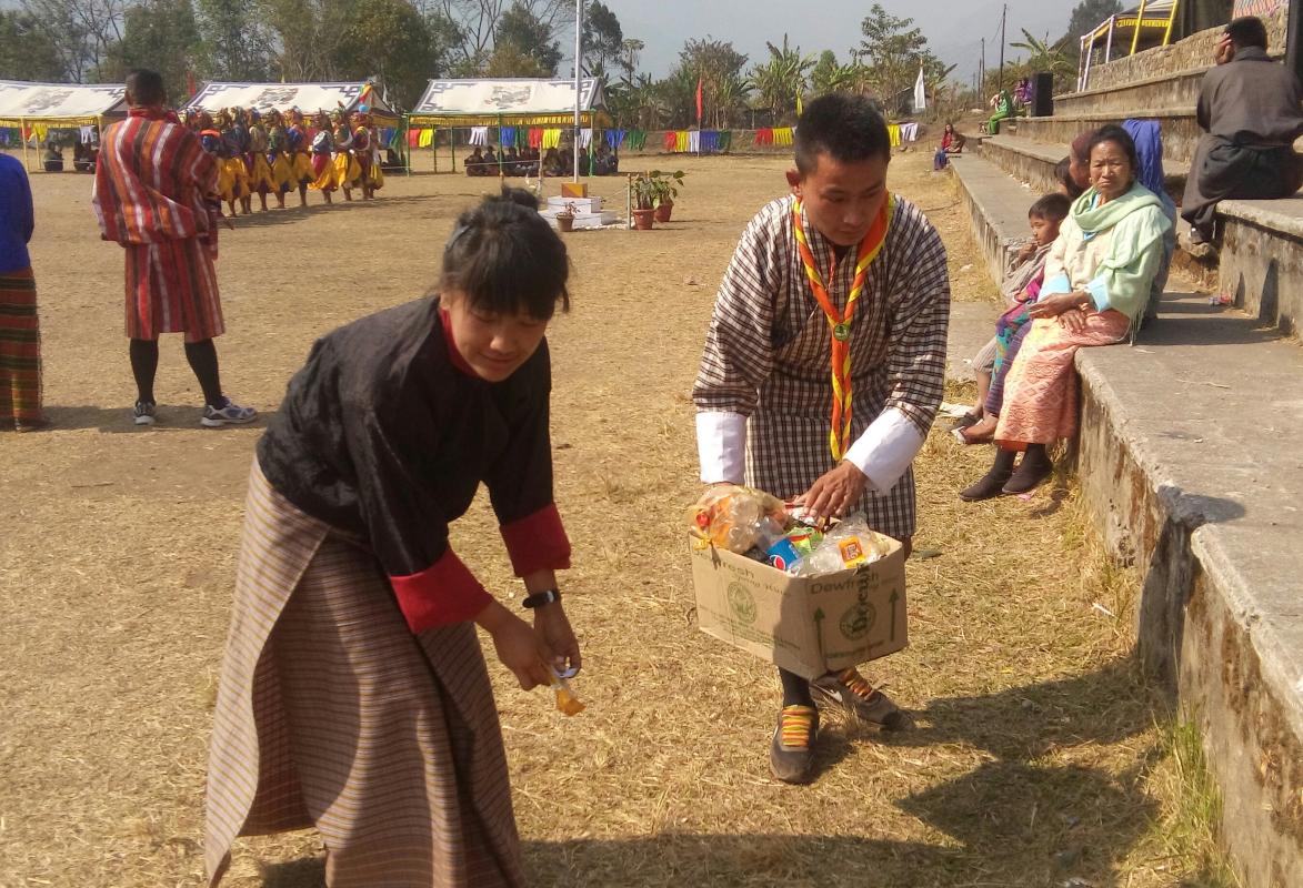 Cleaning camp in local festival(tshechu)