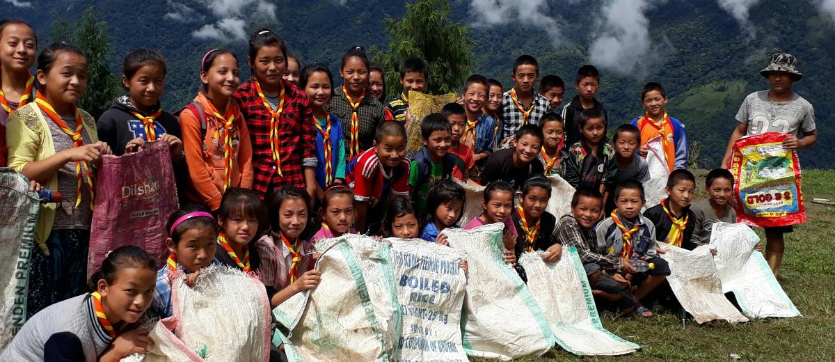 Cleaning campaign plastic bottles collection 