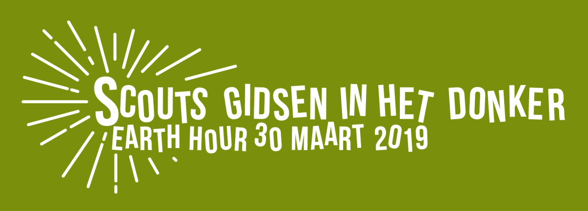 Scouts gidsen in het donker (Earth Hour, 30 maart 2019)