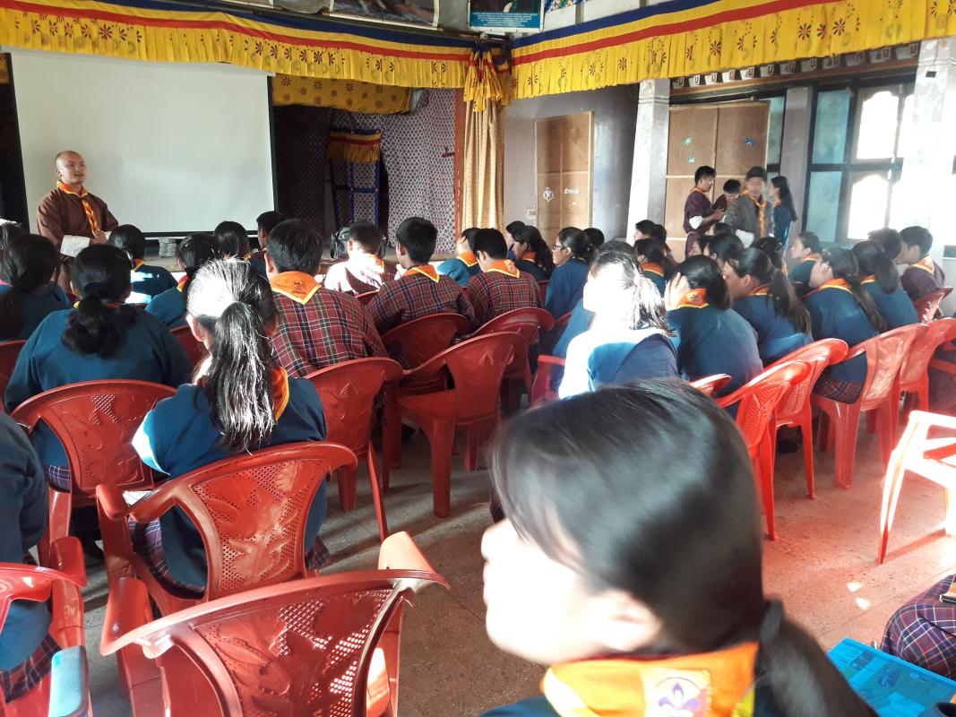 Orientation on Messenger of Peace to Tashitse HSS scouts. 