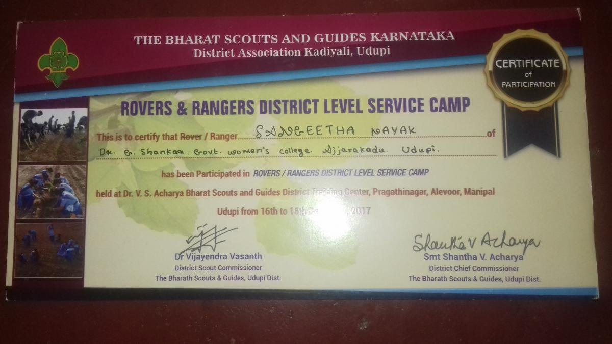 District Level ROVER and RANGER SERVICE CAMP
