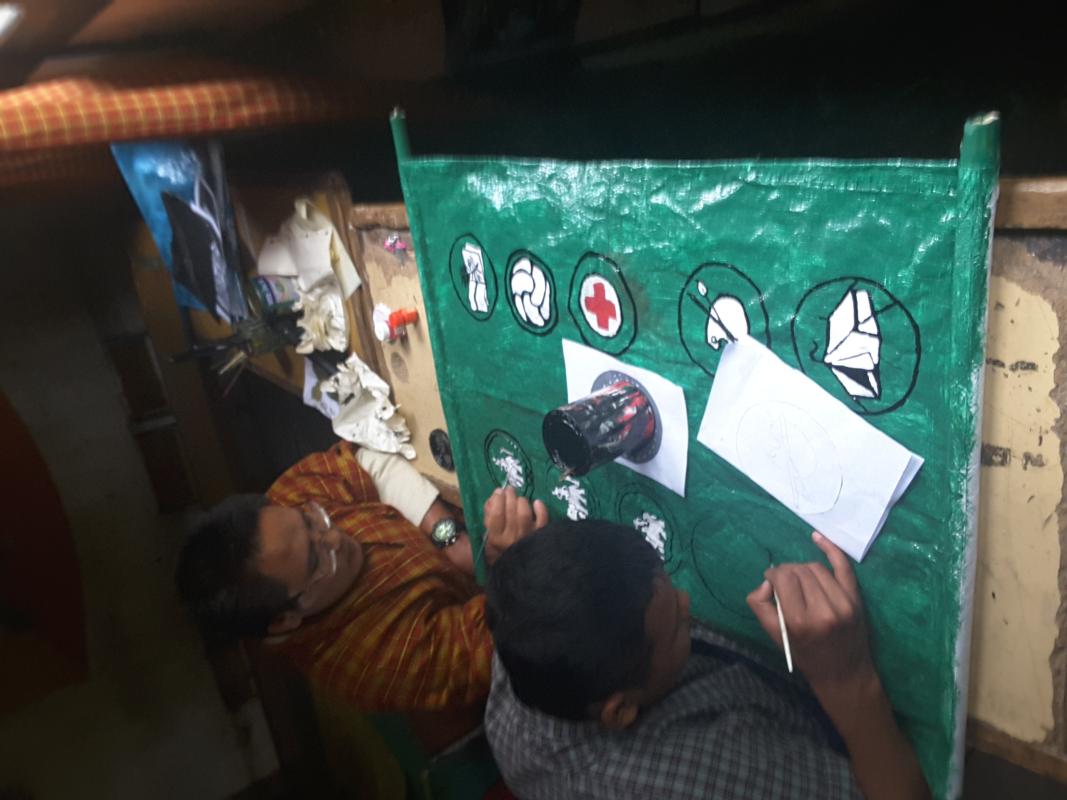 Scouts advancement and proficiency badges in waste sacks