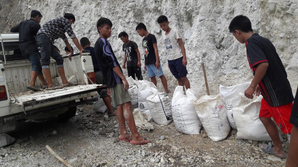 Voluntered in clearing Gewog centre road which was blocked for almost one week due to heavy down pour
