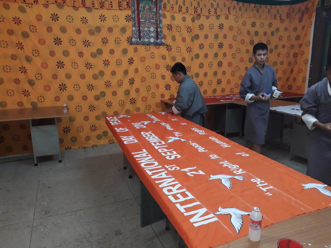 Preparation of Banner for International Day of Peace