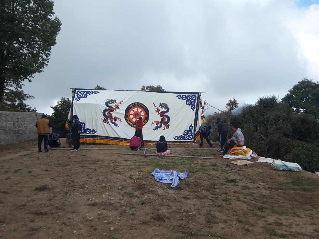 Preparation work for spiritual site tempal for annual prayers