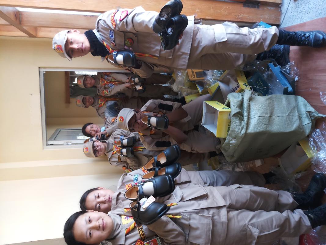 Scouts Donates Shoes and Clothes to disadvantaged School Going Children in rural Bhutan 