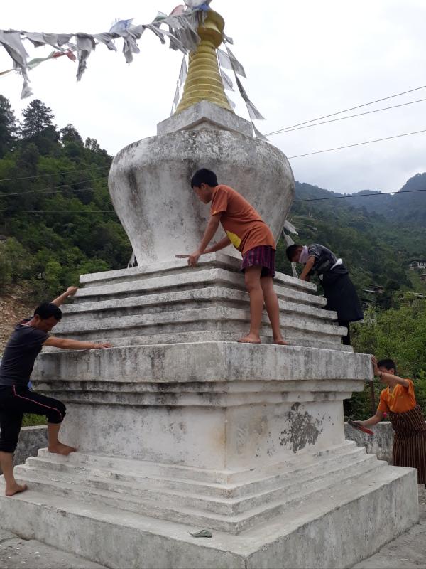 Peace through white washing of religious chorten