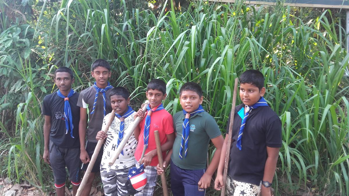 cleaning the temple premises