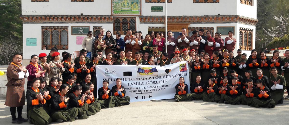 Welcome ceremony  for new scouts at Nima High school.