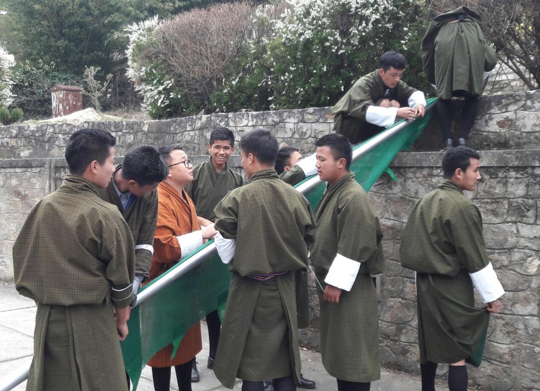 Hosting prayer flag.