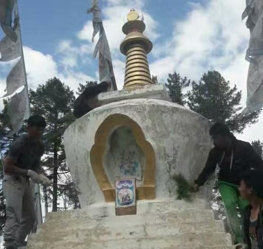 Temple white wash at Kikila in Bumthang 