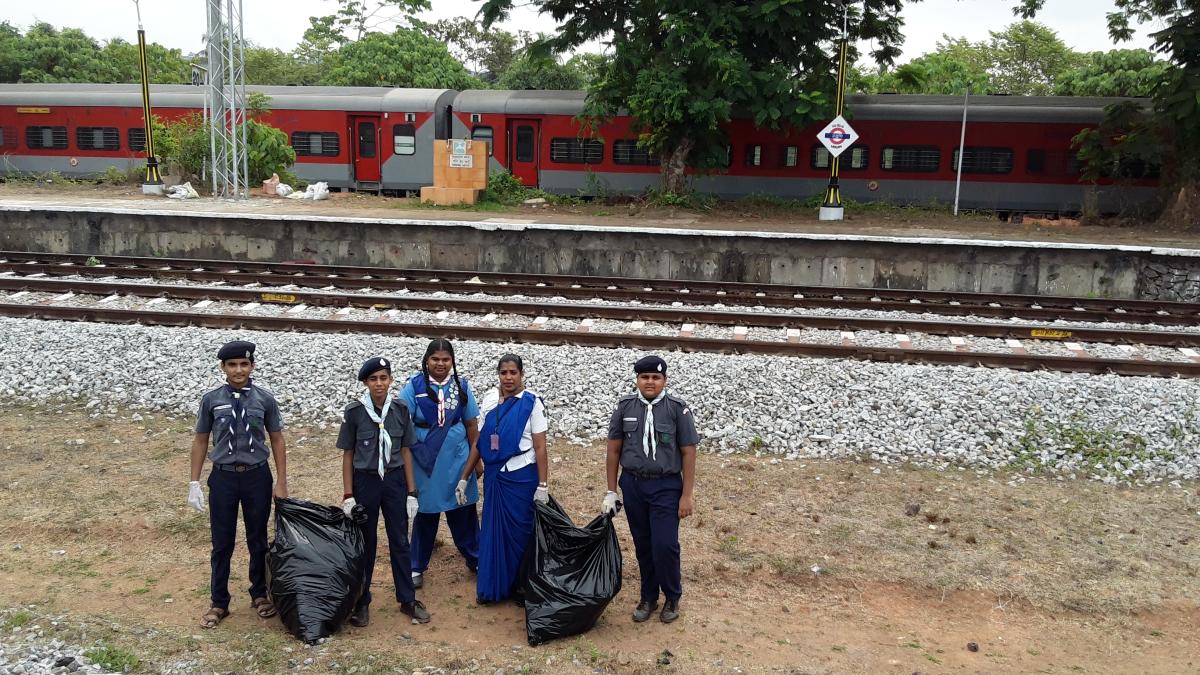 34th month of Swacch Bharath Cleanliness Drive by The Bharath Scouts and Guides, Udupi district, Karnataka, India